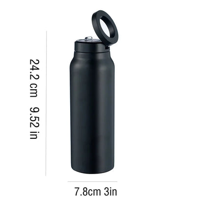 24oz Insulated Stainless Steel Sports Water Bottle with Magnetic Lid & Phone Holder - BPA-Free Perfect for Outdoor Activities