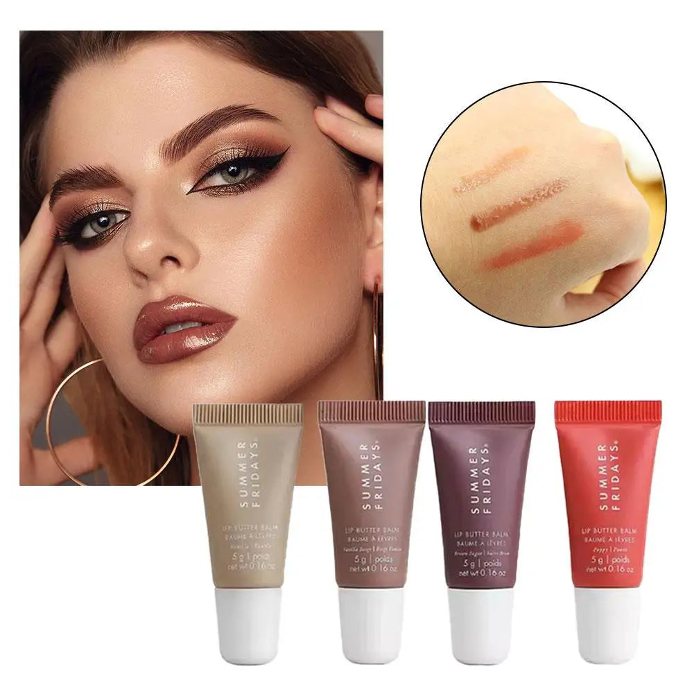 Summer Fridays Vanilla Beige Lip Balm Mini Lip Gloss Set Moisturizing Transparent Smooth Soft Tube Mirror Lipstick Makeup Set