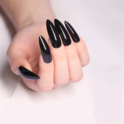 24pcs Mid-length Simple Smudged False Nails Wearable French Ballerina Fake Nails Full Cover Nail Tips Set Press On Nails