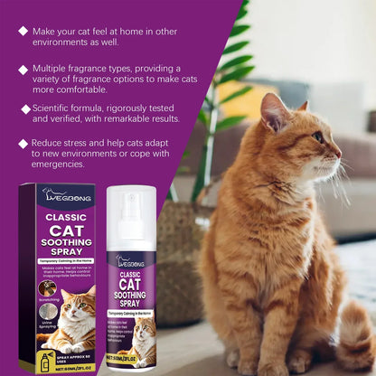 Cat soothing Spray Stress Relief Spray for cat Calming Solution Scratch Prevention Natural Plant-Based Acts Quickly 60ml