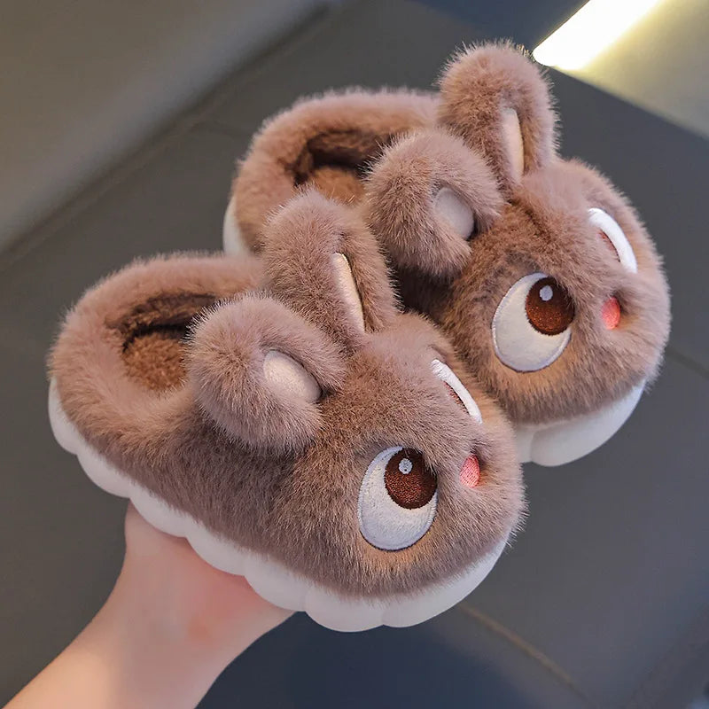 Kids Baby Girl Boy Winter Slippers Cute Bunny Warm Slippers Non Slip House Shoes for Children Indoor Outdoor Flats Shoes