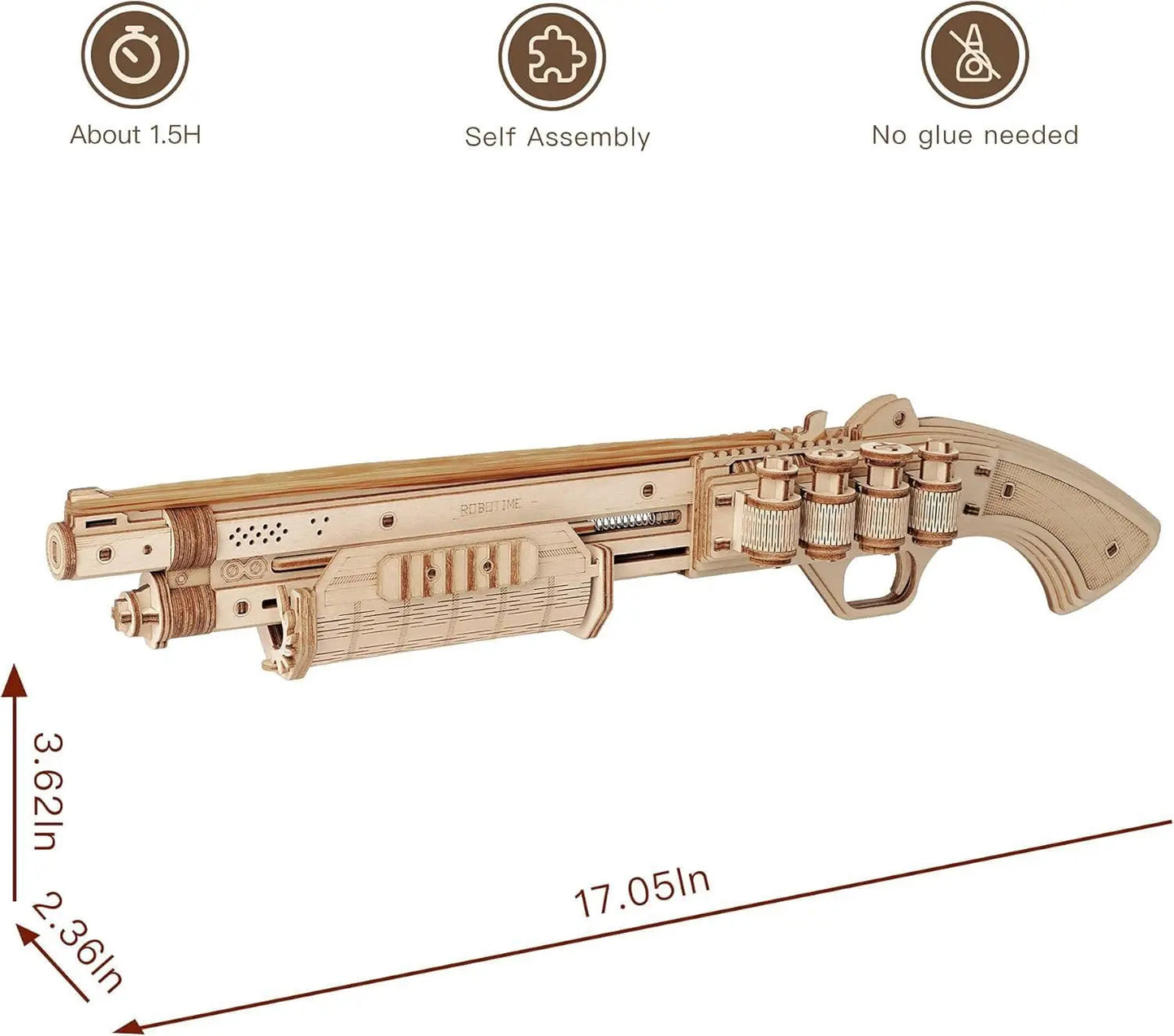 Robotime Rokr Corsac M60 Toy Gun 3D Wooden Puzzle Mechanical Building Model Kit for Children 14 Years Christmas gift