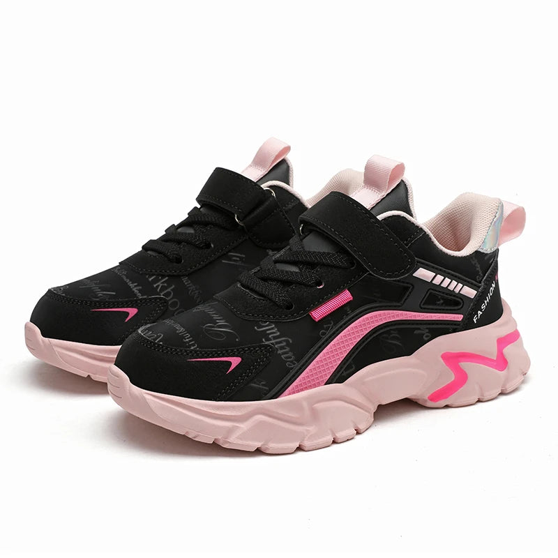 Girls Sport Shoes Comfortable Leather Kids Running School Casual Shoes  Non-slip Outdoor Children Walking Sneaker Tennis