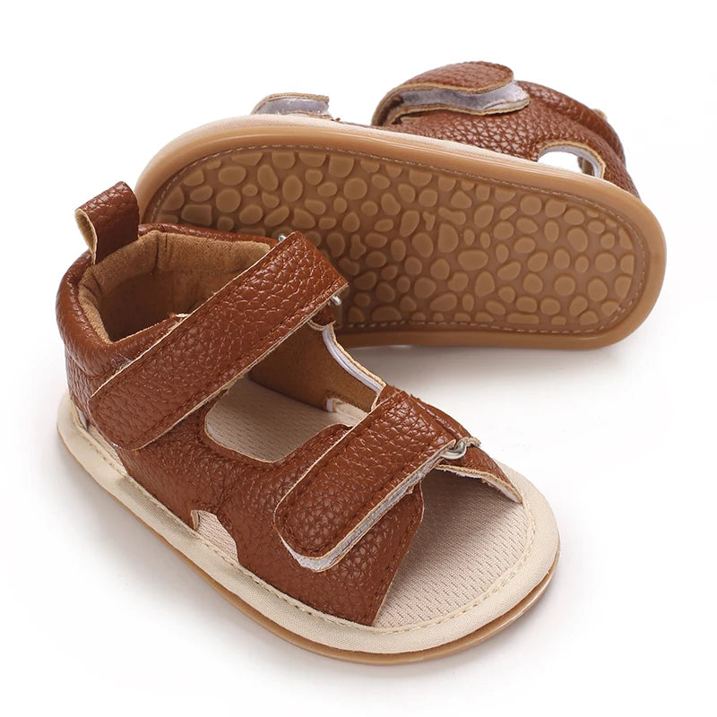 VALEN SINA Summer Baby Sandals Baby Boy Girl PU Leather Shoes Toddler Rubber Sole Flat Anti-slip First Walkers Crib Baby Shoes