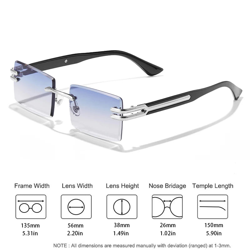 2024 New Retro Rimless Sunglasses For Men Women Luxury Punk Frameless Rectangle Cutting Sun Glasses Small Square Shades UV400