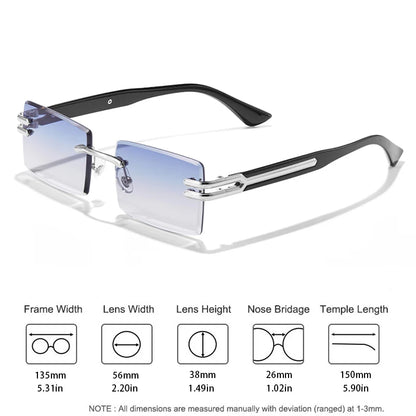 2024 New Retro Rimless Sunglasses For Men Women Luxury Punk Frameless Rectangle Cutting Sun Glasses Small Square Shades UV400