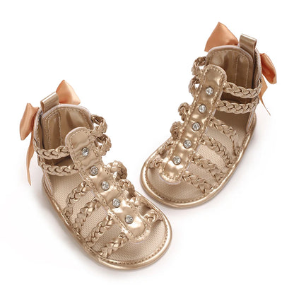 Summer Fashion New Baby Shoes Trendy Girl Baby High Top Hollow Sandals PU Soft Sole Casual Walking Shoes