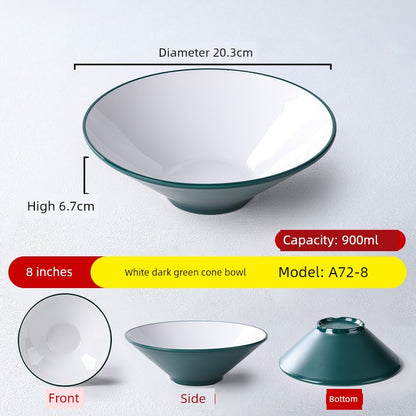 Melamine Rain-Hat Shaped Bowl Commercial Ramen Bowl River Snail Rice Noodle Bowl Noodle Restaurant Dedicated Noodles with Soy Sauce Wonton Pig's Knuckle Rice Spicy Hot Large Bowl