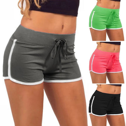 Summer Fast Drying Sports Pants for Women Cotton Shorts Contrast Binding Side Split Elastic Waist Casual Shorts Yoga Short Pants