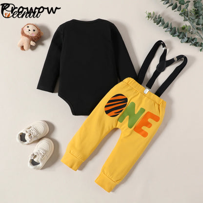 Ceeniu Baby Boys 1st Birthday Sets Bee Number "1” Bodysuit and Overalls One Year Birthday Boy Cake Smash Outfits