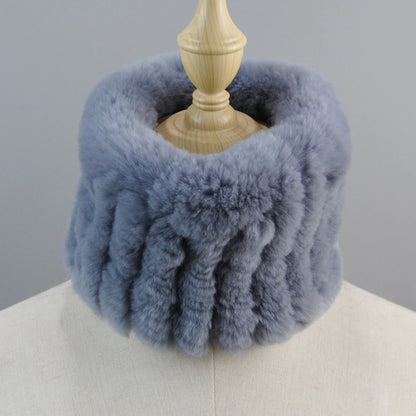 Good Elastic Rex Rabbit Fur Ring Scarves Winter Warm Women Genuine Rex Rabbit Fur Scarf Knitted Real Natural Fur Wraps Headbands
