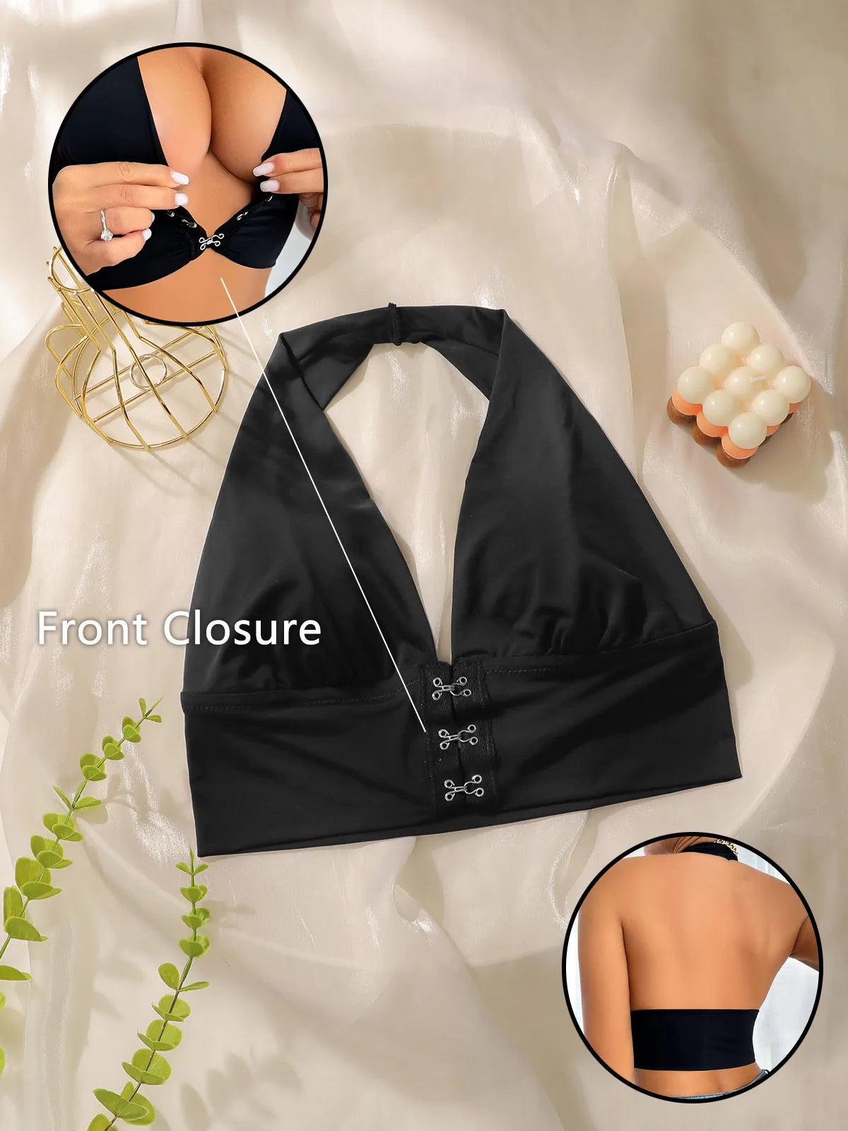 Sexy Front Closure Bra Female Deep V Bra Wireless Bras