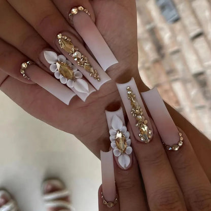24Pcs Long Coffin Rhinestones Ballet Press