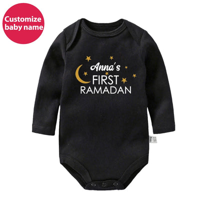 New Custom Name First Eid/Ramadan Baby Rompers Newborn Baby Ramadan Jumpsuits Eid Mubarak Baby Boys Girls Clothing Outfits Gifts