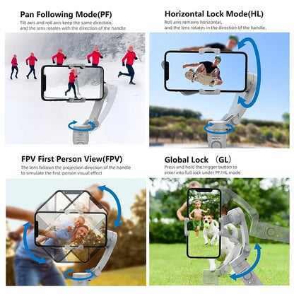 HQ3 3-Axis Gimbal Stabilizer for Smartphone Handheld Phone Video Record, Android iPhone Tiktok Vlog Cellphone Stabilizer