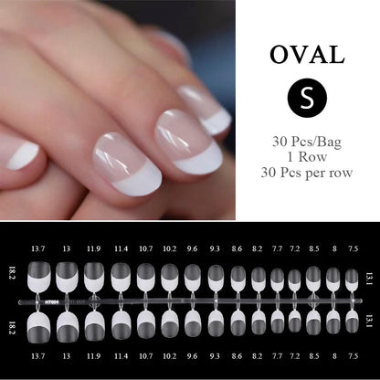 30Pcs French Gradient Short Ballet Nails Simple Nude Color False Nails Coffin Fake Nail Press On Nails Full Cover Nails