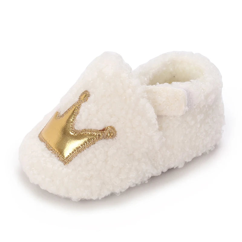 Fashionable Lamb Down Newborn Baby Girl Knitted Baby Soft Sole Shoes Toddler Shoes Warm and Non Slip First Walker