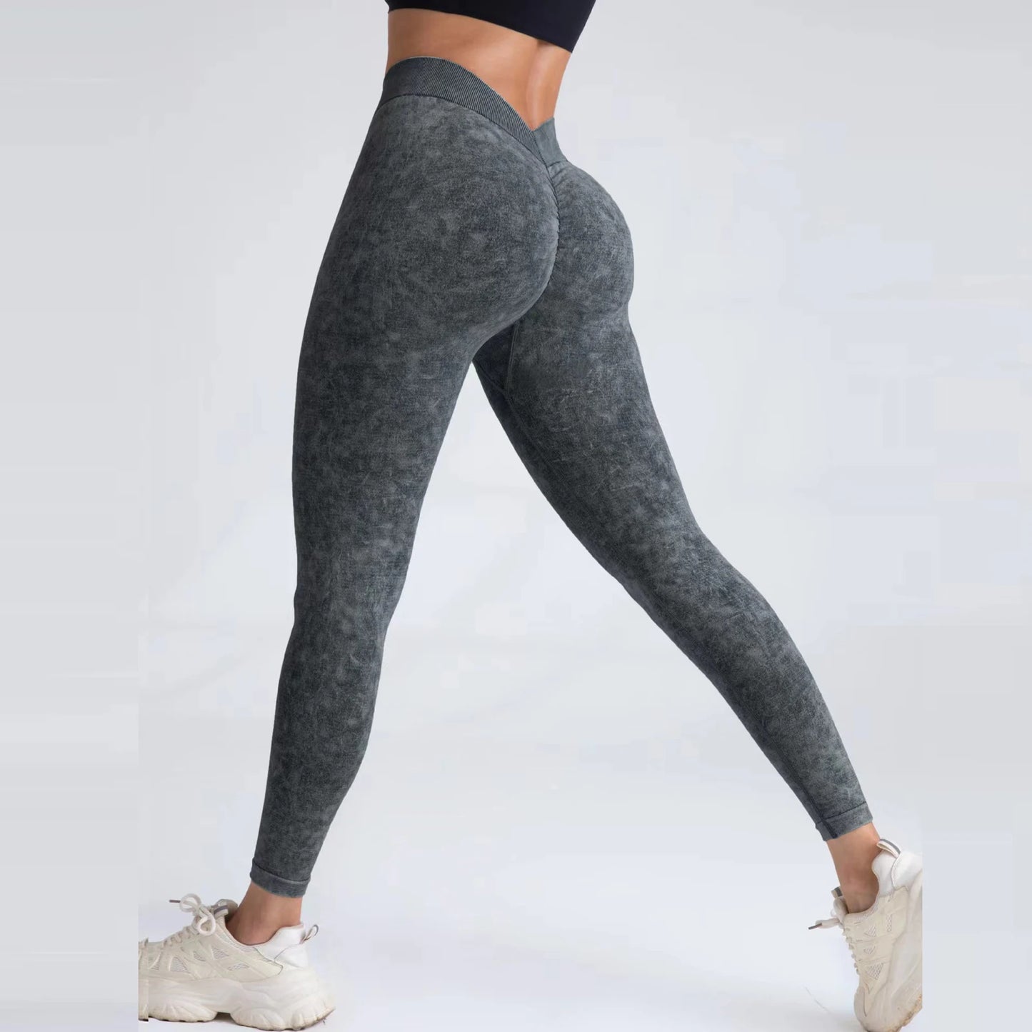 Women V Back Leggings Butt Lifting Gym Fitness Athletic Workout Leggins Outdoor Yoga Pants Sports Soft Tights Nylon