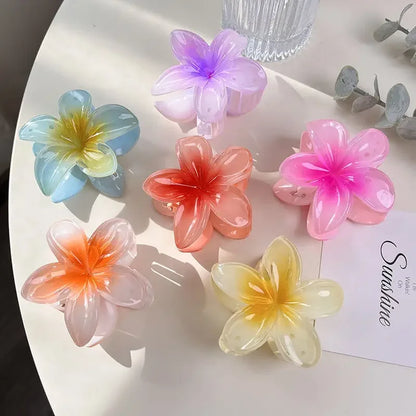 Flower Crab Hair Clips for Women Plumeria Barrettes Large Hair Claw for Thin/Thick Beach Hair Accessories for Girls 8cm