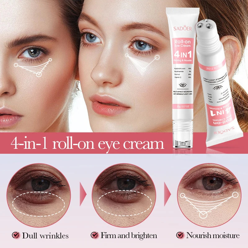 Instant Eye Bag Removal Cream Retinol Anti-Wrinkle Firming Skin Fade Fine Lines Anti Dark Circle Puffiness Brighten Eye Care New