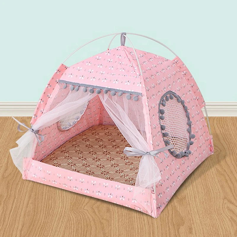 Breathable Cat Dog Litter Tent Kennel Foldable Universal Indoor Teepee Pet House Breathable Puppy Tent Bed Dog Supplies