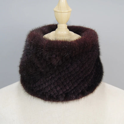 2025 New Women Winter Real Mink Fur Scarves headbands Good Elastic Knitted Natural Mink Fur Scarf Thick Warm Lady Fur Ring Shawl