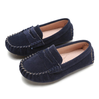 Children's Flats Suede Leather Fashion Casual Shoes Autumn New Solid Slip on Boys Shoes Kids Loafers Girls Dress Party Shoes