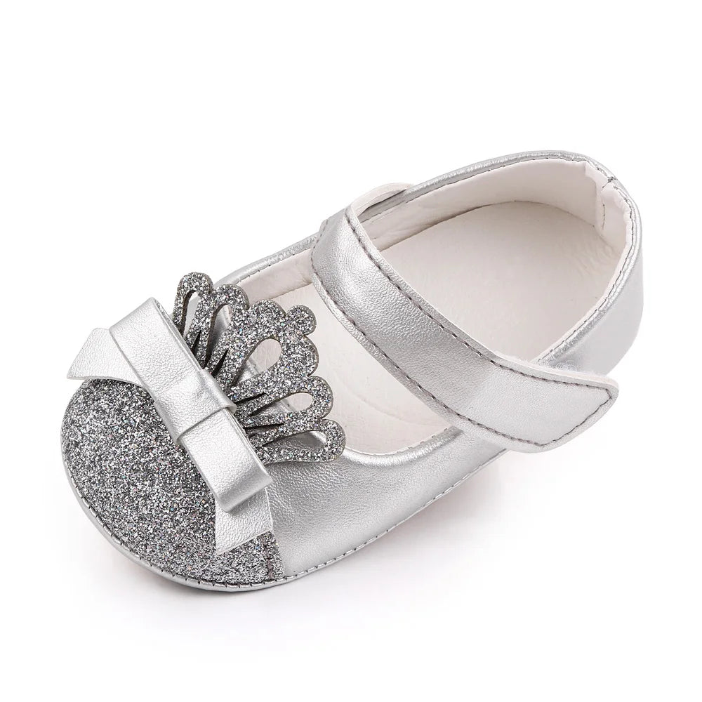 Baby Girl Shoes Cute Crown Soft PU Mary Jane Shoes Anti-slip Sole Spring Summer Sandal for 0-6-12m Baby Girl New Fashion D2553