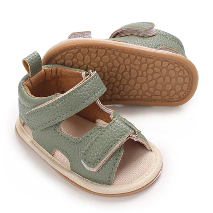 VALEN SINA Summer Baby Sandals Baby Boy Girl PU Leather Shoes Toddler Rubber Sole Flat Anti-slip First Walkers Crib Baby Shoes