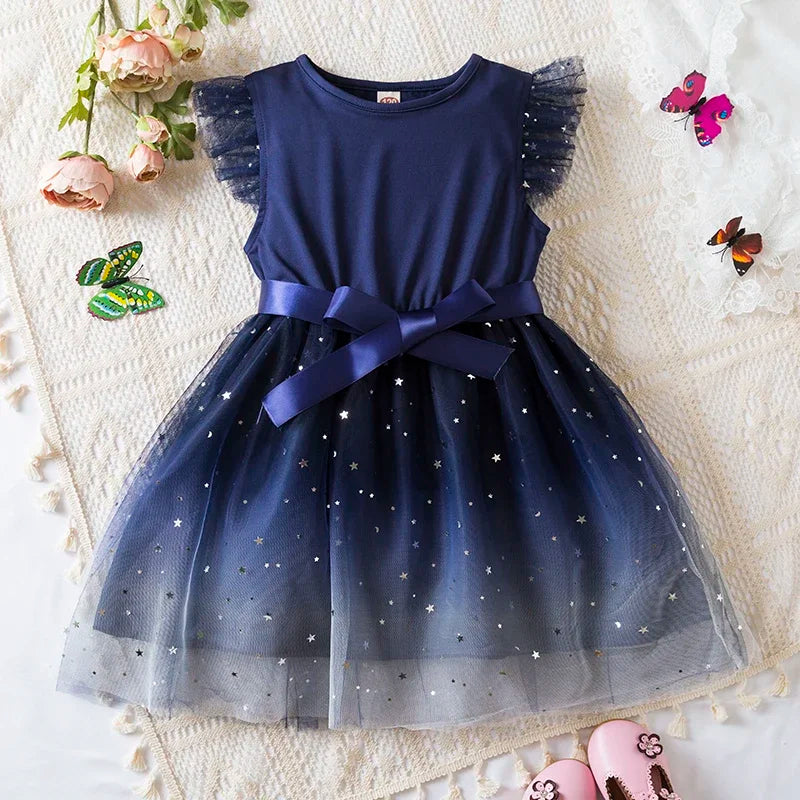 Baby Girl Dress New Summer Toddler Kids Dress Baby Mesh Tutu Dresses Sequin Bow Children Birthday Party Dress Baby Girls Clothes