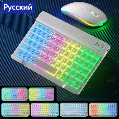 Wireless Bluetooth Keyboard for iPad Tablet Cell Phone Slim Backlit Rechargeable Tablet Keyboard Spanish Korean for Xiaomi Pad 6