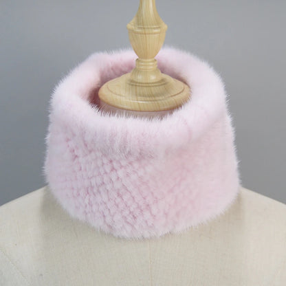 2025 New Women Winter Real Mink Fur Scarves headbands Good Elastic Knitted Natural Mink Fur Scarf Thick Warm Lady Fur Ring Shawl