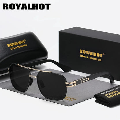 Unisex Polarized Classic Metal Oval Border Sunglasses