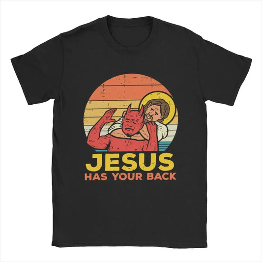 Jesus Has Your Back Jiu Jitsu Retro Christian T Shirts Women And Men Cotton Vintage Short Sleeve Tee Shirt Plus Size Tops