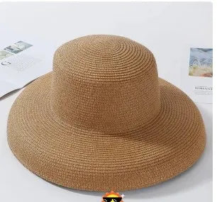 2024 New Summer Sun Hats Ladies Solid Plain Elegant Wide Brim Hat Female Round Top Panama Floppy Straw Beach Hat Women лето