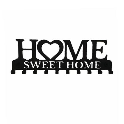 1pc Wall Mounted Decor Black Metal Key Holder Hooks