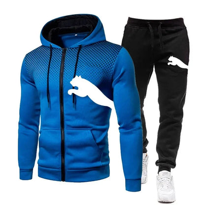 Fall/Winter Menswear fashion Designer Clothing Zipper hooded jacket + pantsuit Jogging street sportswear two-piece set