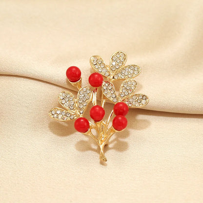 1PCS New Tulip Flower Golden Brooch Elegant Design Sense Rose White Stone Jewelry