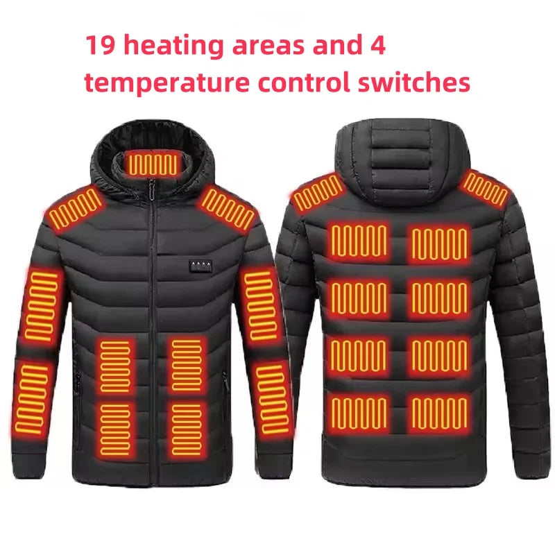 9/23 Areas Heated Jacket Men Warm Vest USB Self Heating parka Women Heated Coat Ski Camping Hiking Winter Cotton Clothes Washed