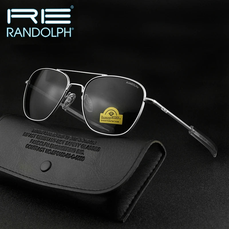 RANDOLPH RE Sunglasses Men American Army Military Aviation Pilot Sun Glasses AGX Tempered Glass Lens Woman Luxury Brand Vintage