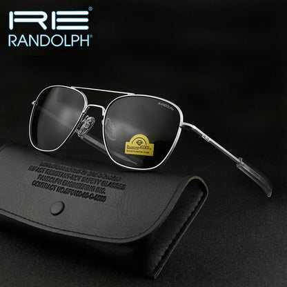 RANDOLPH RE Sunglasses Men American Army Military Aviation Pilot Sun Glasses AGX Tempered Glass Lens Woman Luxury Brand Vintage