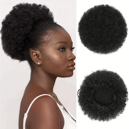 Kinky Curly Afro Puff Ponytail Extensions - Short Synthetic Updo Hair Pieces for Natural Look and Style - Hair Accessories