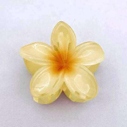 Flower Crab Hair Clips for Women Plumeria Barrettes Large Hair Claw for Thin/Thick Beach Hair Accessories for Girls 8cm