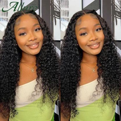 Deep Wave Lace Front Wig Human Hair Wigs For Black Women Curly Brazilian Remy Hair Wigs Glueless Water Wave Part Lace Wig Allure