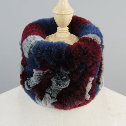 Good Elastic Rex Rabbit Fur Ring Scarves Winter Warm Women Genuine Rex Rabbit Fur Scarf Knitted Real Natural Fur Wraps Headbands