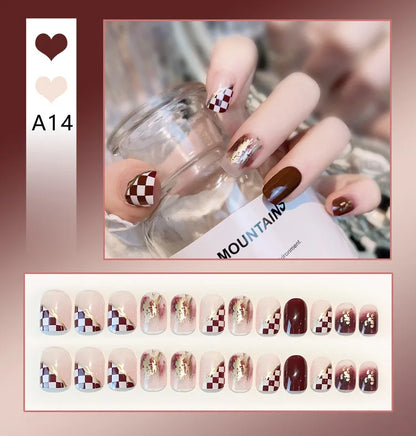 24pcs Full Rhinestones Bridal Press-on Nail Long Lasting Full Coverage Pearl Shiny Artificial Fake Nail For Manicure Decoration