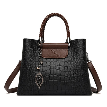 Brand Leather 3 Layers Alligator Crossbody Bag for Women Female Shoulder Messenger Sac Luxury Designer Ladies Handbags