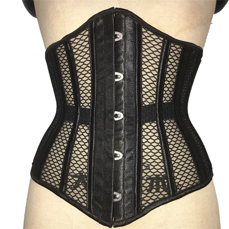 Breathable Mesh Sexy Women Corsets Top Spiral Steel Boned Underbust Waist Trainer Bustier Body Shaper Corselet