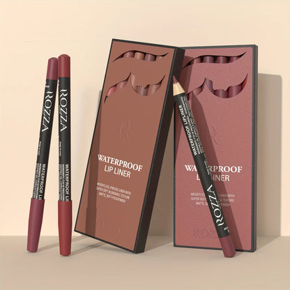 6pcs ROZZA Nude Lip Liner Set - Water-Resistant, Matte Finish Crayon Lip Pencils Non-Smudging & Easy-to-Apply