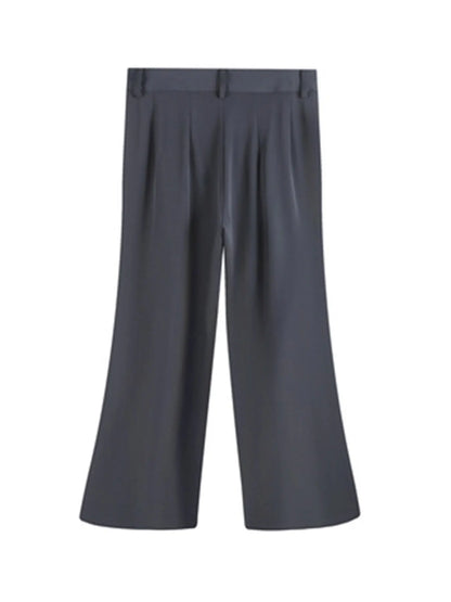 Plus Size Solid Wide Leg Pants, Casual Pleated High Waist Pants, Women's Plus Size Clothing